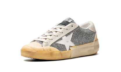 SUPER-STAR CRYSTAL UPPER LEATHER STAR CRYSTAL TOE AND TONGUE SUEDE HEEL RUBBER SPUR "SILVER WHITE ICE VANILLA"