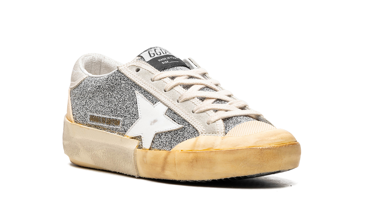 SUPER-STAR CRYSTAL UPPER LEATHER STAR CRYSTAL TOE AND TONGUE SUEDE HEEL RUBBER SPUR "SILVER WHITE ICE VANILLA"