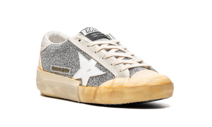 SUPER-STAR CRYSTAL UPPER LEATHER STAR CRYSTAL TOE AND TONGUE SUEDE HEEL RUBBER SPUR "SILVER WHITE ICE VANILLA"