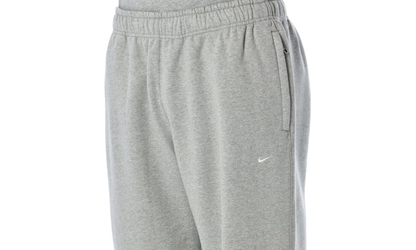 Solo Swoosh Fleece Open Hem Trousers "Dark Grey Heather / Light Smoke Grey / White" HV1090 063