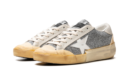 SUPER-STAR CRYSTAL UPPER LEATHER STAR CRYSTAL TOE AND TONGUE SUEDE HEEL RUBBER SPUR "SILVER WHITE ICE VANILLA"