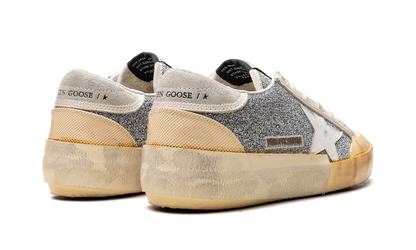 SUPER-STAR CRYSTAL UPPER LEATHER STAR CRYSTAL TOE AND TONGUE SUEDE HEEL RUBBER SPUR "SILVER WHITE ICE VANILLA"